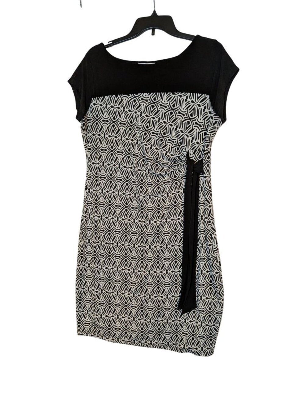 Motherhood Maternity Black & White Geometric Print Short Sleeve Dress Size L